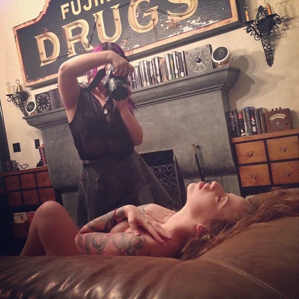  @talenasuicide shooting the insatiable @sashsuicide for @suicidegirls #suicidegirls