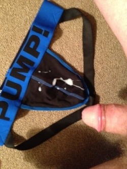 jockednstrapped4fun:  Got Protein?  Shot a pretty decent load into my Pump! Jockstrap.  Any guys needing a little more protein in their diet?