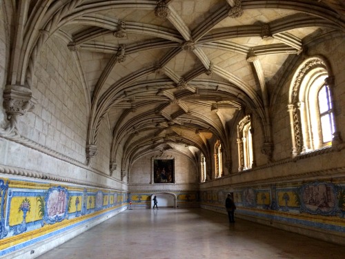 inside the mosteiro dos jerónimos, lisbon, portugalthis form of tile decoration is called azu