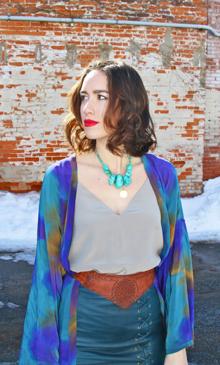 Like ButtahVintage Silk robe from Malenas VintageSilk tank by ChloeVintage leather belt from Malenas