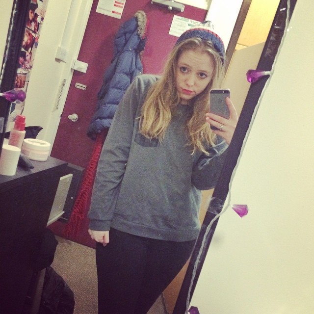 watercolourelephant:After work chills. Feeling cute. #jumper #comfy #hat #cute #me