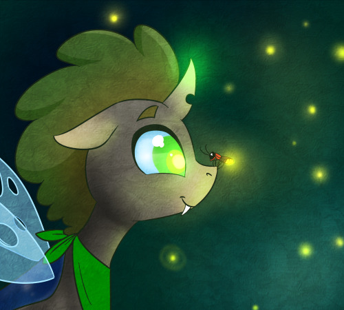 tantamount-time-turner:  “Chreee chreee~♪ My glowing friends!” Thank you for 1,500 followers!  Cute~! x3