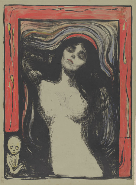 Edvard MunchMadonna, 1895/1896, lithograph in black with hand coloring on green cardMadonna, 1895, c