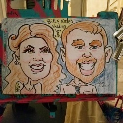 Caricature done today at Bill &amp; Kate&rsquo;s wedding.  Congratulations!  Thanks for having me there.     I do all sorts of events, any kind of party can use a caricature artist!    . . . . . . . #Caricature #caricatures #caricaturist #caricatureartist