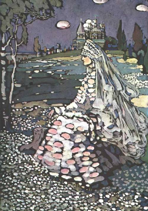 Russian beauty in a landscape by Wassily Kandinsky, 1905