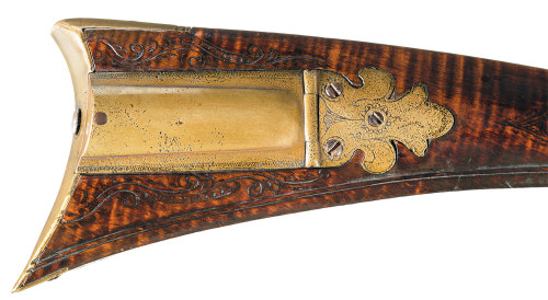 Flintlock long rifle crafted by John Moll of the Lehigh Valley, Pennsylvania, late 18th century.