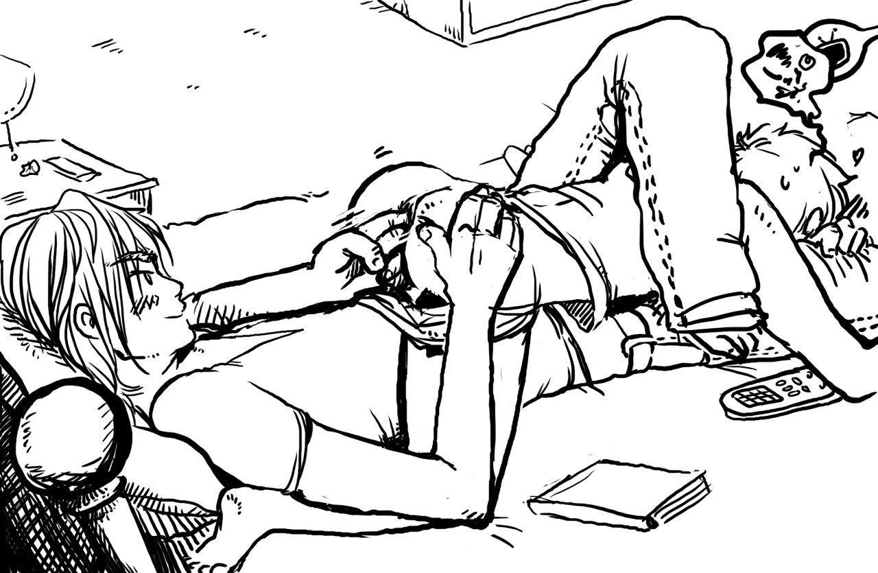 dantes-workshop:  kneelinggirl:Ooo, how fun. I like his leg over her back, holding