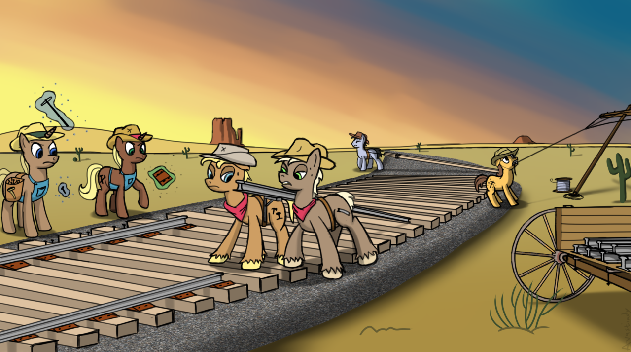 avastindy:  A little art practice of a Section Gang laying the rails to Dodge Junction.Avastindy