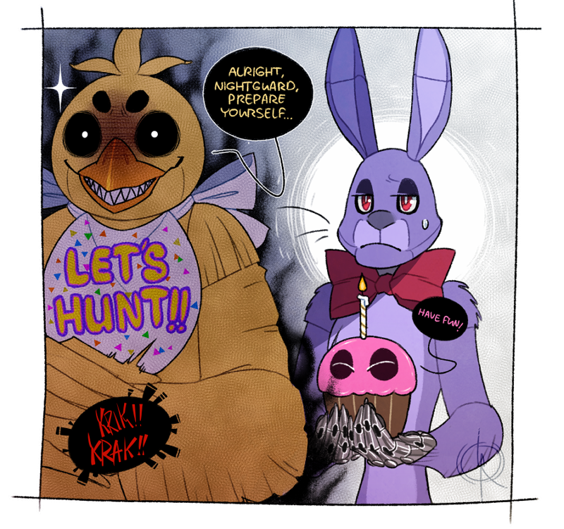 kawarayane:  leeffi:  I like to imagine that Chica makes the others babysit Cupcake