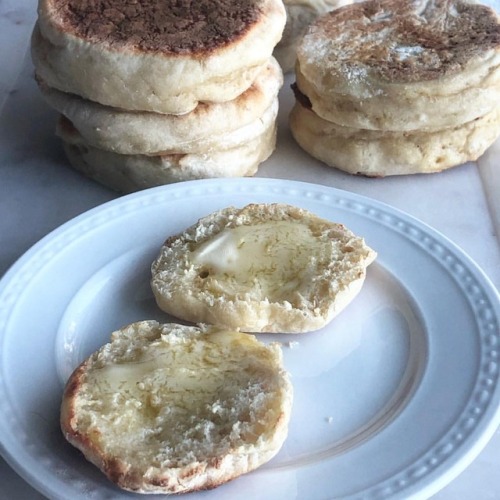 Ta da! Sourdough English muffins. These turned out fabulous. Love them toasted with butter. Jam is p