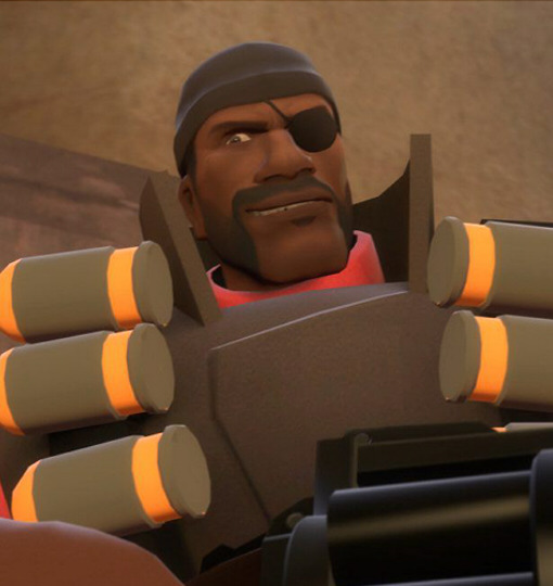 a screenshot bust of demoman smiling