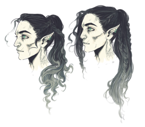 When Im Bored/tired/stressed I Sketch Hairdos, Mostly For My Swashbuckling Rogue. He Needs More Fancy