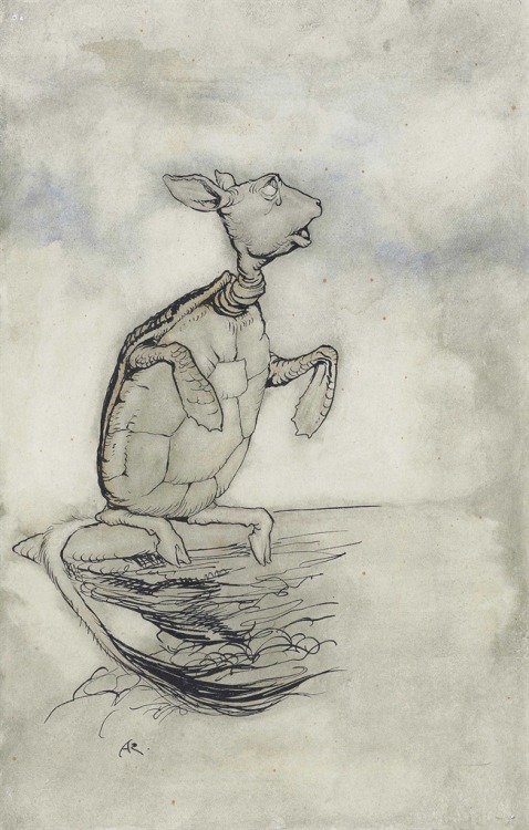 thunderstruck9:Arthur Rackham (British, 1867–1939), The Mock Turtle. Pen and black ink and blue and 