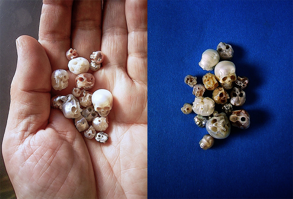 culturenlifestyle:  Japanese Artist Carves Stunning Skull Sculptures and Miniature Jewelry From Pearls