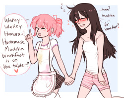 setting here is that maybe homura went to madoka&rsquo;s house the night before for a sleepover idk and then in the morning madoka tested out her breakfast skills  (●´∀｀●)