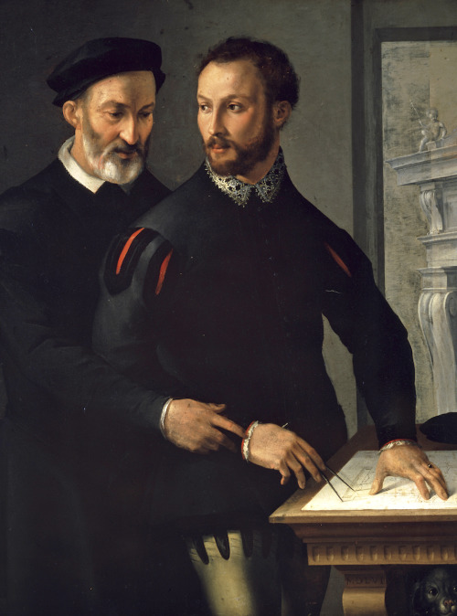 history-of-fashion:  1556 Tommaso   Manzuoli   (Maso da San Friano) - Portrait of two men   (Capodimonte Museum)   