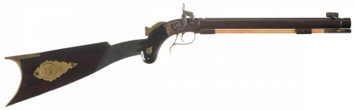N. Lewis marked percussion carbine, produced in Troy, New York, mid 19th century.