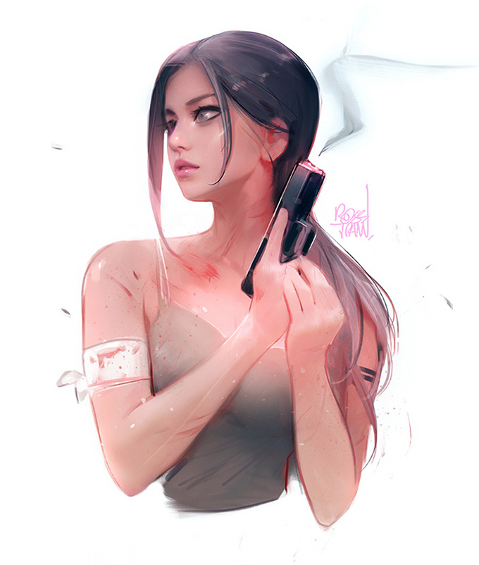 rossdraws:  Drawing Lara Croft from Tomb Raider for tomorrow’s video! Milo’s