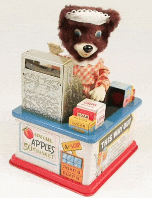 1950s Battery Operated Bear Cashier Toy