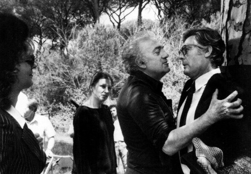 Federico Fellini directs Marcello Mastroianni & Bernice Stegers on the set of City of Women (197