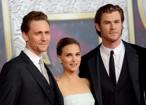 angelahuang0512:Tom Hiddleston, Chris Hemsworth and Natalie Portman attend THOR: The Dark Kingdom Ge