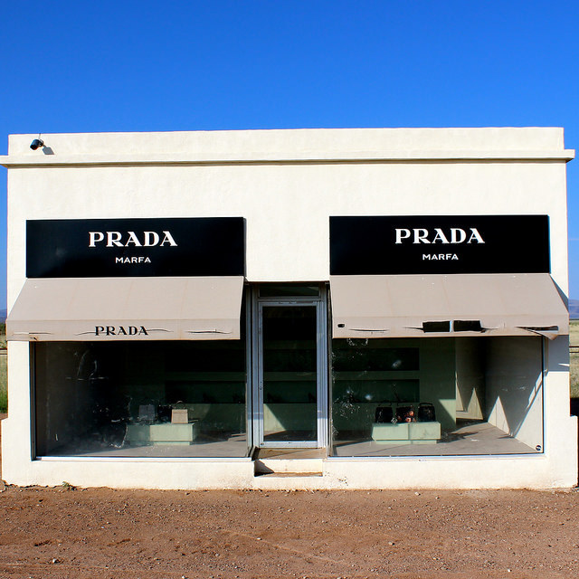 aestheticess:  Empty and vandalized Prada store in Marfa, Texas by Rene Najera