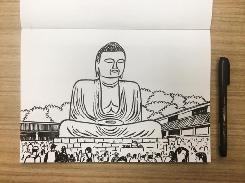 #Kamakura #sketchbook #sketchbook #buddah #diabutsu #japan #japanese #brushpen (at Kamakura)