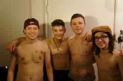 psychoelou:  ryancassata:  Jacob, Dylan, Ben, &amp; Ryan (roughly: 1 week, 1 month, 1 month, 1 year post-op)  Omg I went to a show to fundraise Ben’s top surgery, seeing this picture makes me so happy, so glad it worked out fine :)  lots of love to