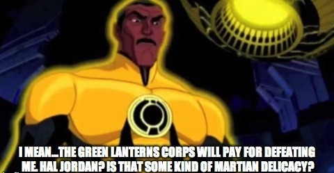 Sinestro is less than impressed by Hal Jordan&rsquo;s performance in Justice