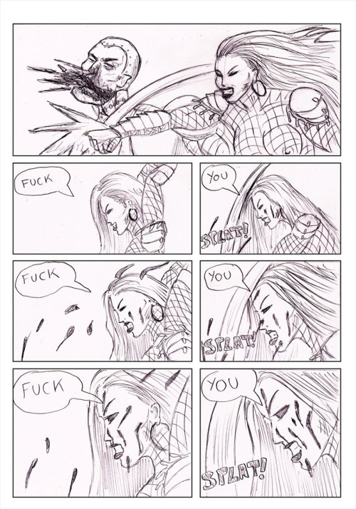 Kate Five vs Symbiote comic Page 199 by cyberkitten01   Kate is pissed!First panel is Kate separating Red’s jaw from his head! The rest is too graphic to show  