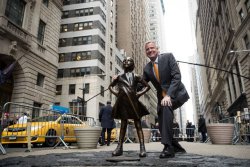 nbcnews: She can stay! (At least until February 2018.) A statue of a young girl that has been staring down New York City’s iconic Wall Street bull sculpture since the eve of International Women’s Day is not going anywhere — at least for another