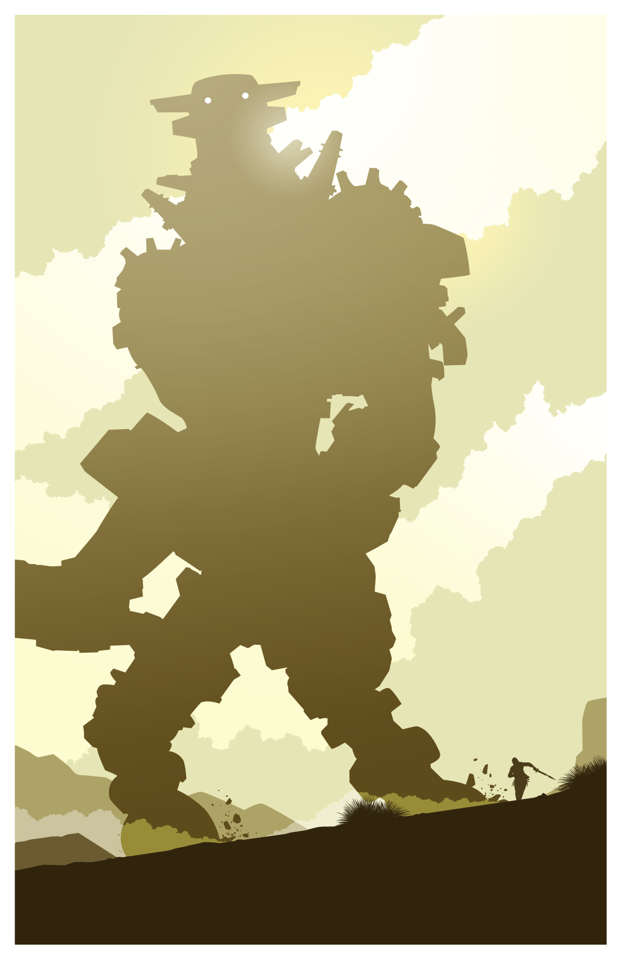kianart:  another silhouette print! this time its shadow of the colossus 