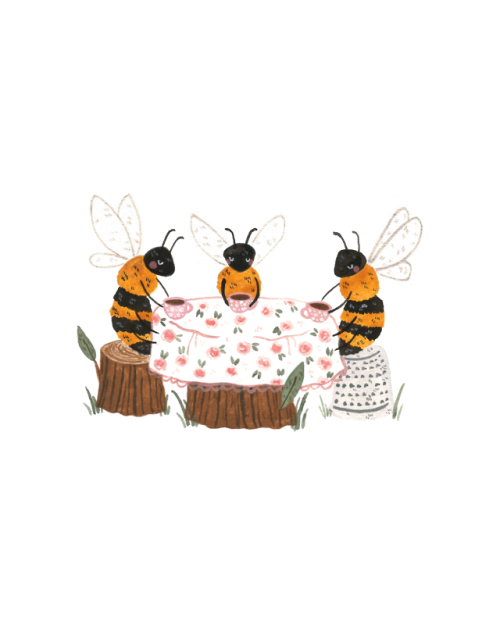 ash-elizabeth-art: bees having tea and watering flowers These are both available as downloadable a