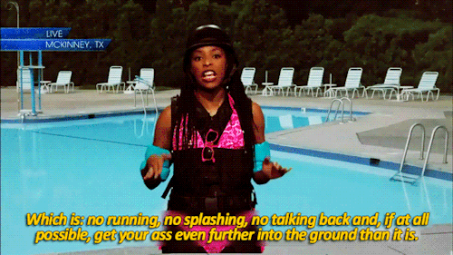 sandandglass:TDS, June 8, 2015Jon Stewart and Jessica Williams discuss the police incident at a pool
