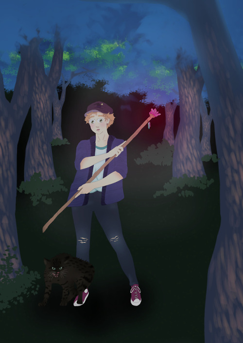 scorpiusdrawicus: You’ve come across the young witch Mihashi and his familiar Abe in the woods!While
