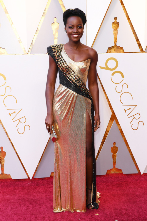 frozenmorningdeew:Lupita Nyong’o attends the 90th annual Academy Awards in Los Angeles, 4