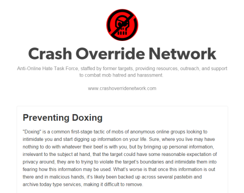 I just posted an article about the new anti-harassment network &ldquo;Crash Override Network.&am