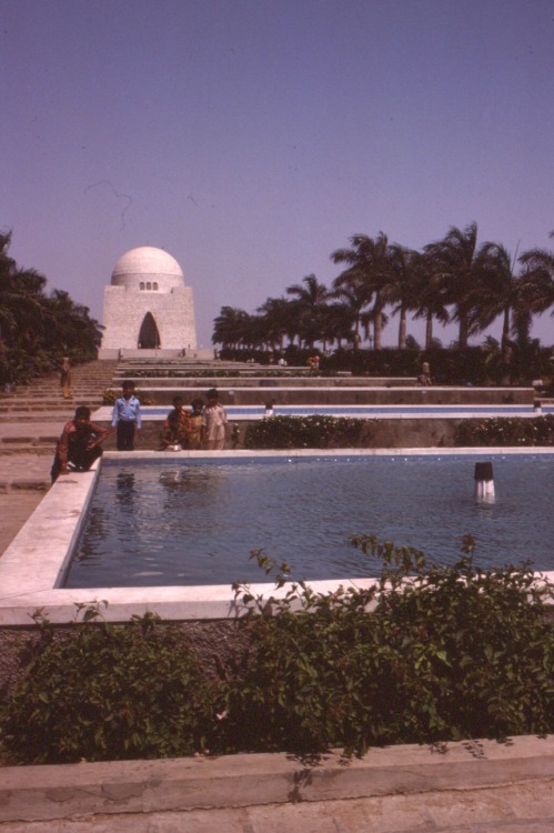 Gardens and Memorial Tomb of Quaid-i-Azam Muhammad Ali Jinnah, Karachi, 1978.Jinnah is considered th