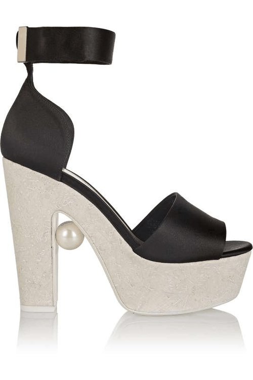 High Heels Blog Embellished silk-satin and cork platform sandals via Tumblr