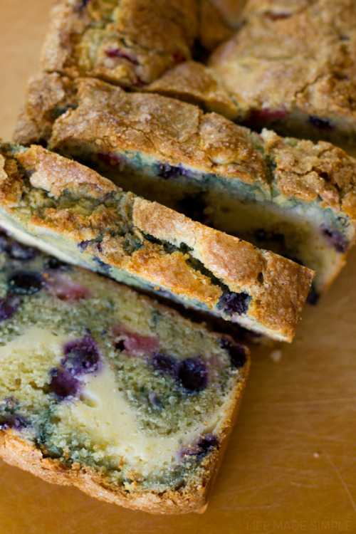 do-not-touch-my-food:Strawberry and Blueberry Bread with Cream Cheese Swirl