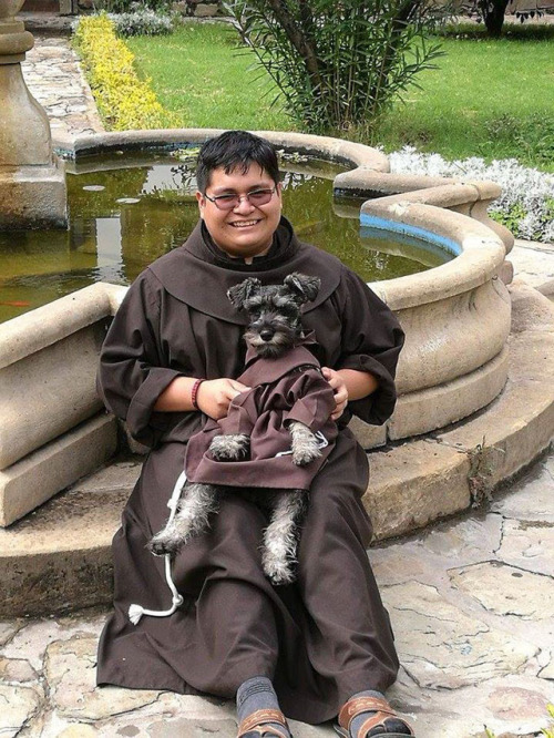 archiemcphee: Meet Friar Bigotón (Friar Moustache), aka Brother Carmelo, once a stray dog, no