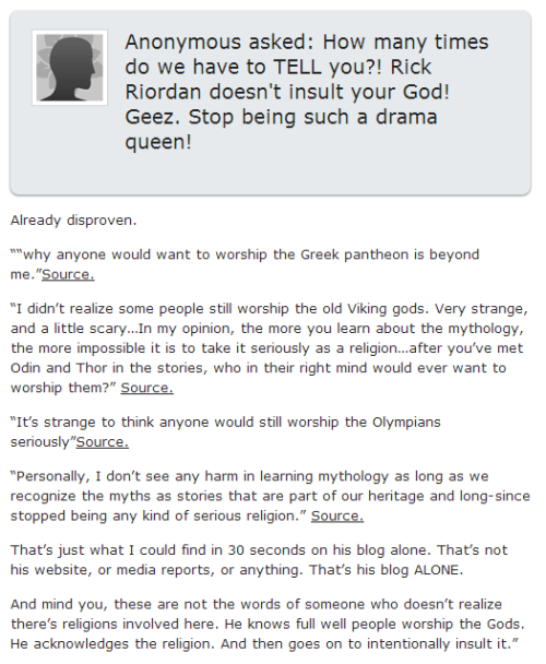 soloontherocks:For those who don’t know him by name, Rick Riordan is the author of the wildly overra