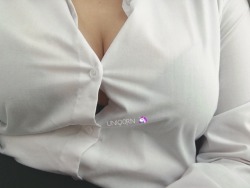 uniq0rn:  thought really hard about whether to post these or not… I took these on the bus and soaked my panties while doing so! I love how the button’s just holding on for dear life, don’t you wish you were there with me?  a lucky follower who spoiled