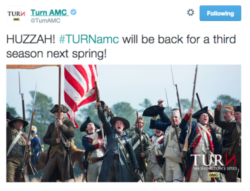 majorjohnandre: Some Cast and Crew reaction to the news on Twitter #TURN