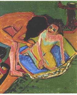 artist-kirchner:  Marcella and Fränzi in the Atelier via Ernst Ludwig Kirchner