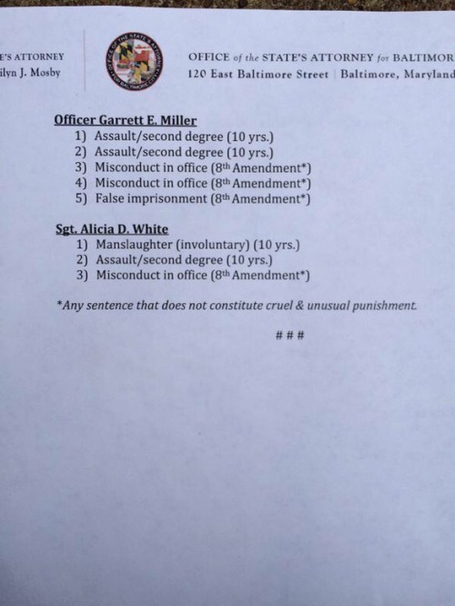delamind:  The officers being charged in Freddie Gray’s murder is a start. Let’s take this to trial and get some convictions.  #BlackLivesMatter always.✨   PS: the prosecutor is a beautiful, strong, magical black woman. BLACK GIRLS ROCK.