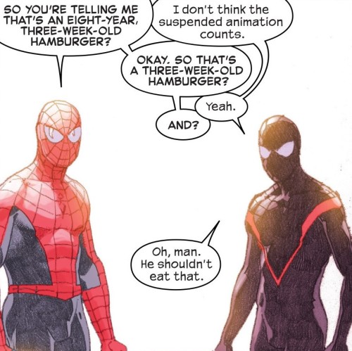 melodiousjustice:sindri42: empgonzo: cogcomics: greatest spider-men conversation ever You forgot th