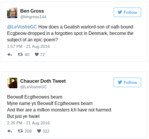 allthingslinguistic:#Wulf4Ham - A Beowulf/Hamilton crossover Full compilation of #Wulf4Ham tweets in