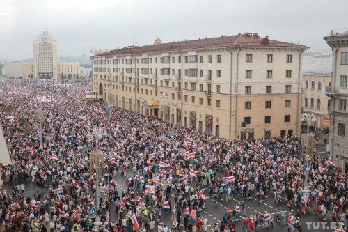 peaceful protest in Minsk, Belarus 23 August