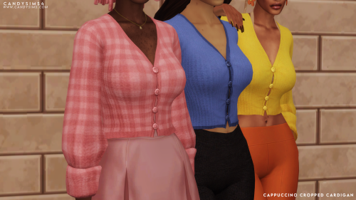 candysims4:candysims4:CAPPUCCINO CROPPED CARDIGANA cute cardigan with buttons, made of a smooth wool